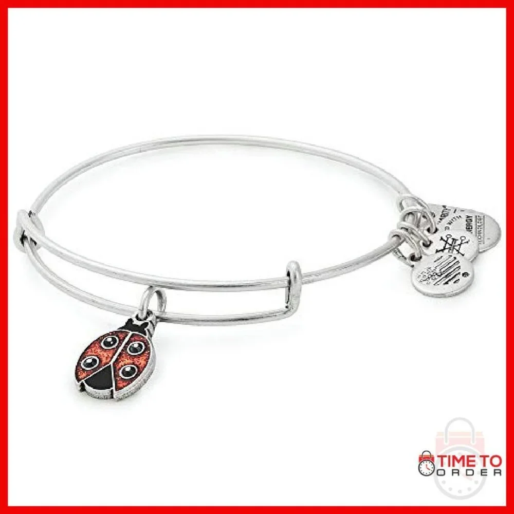 Expandable Ladybug Charm Bangle Bracelet Adjustable 2-3.5 Inches